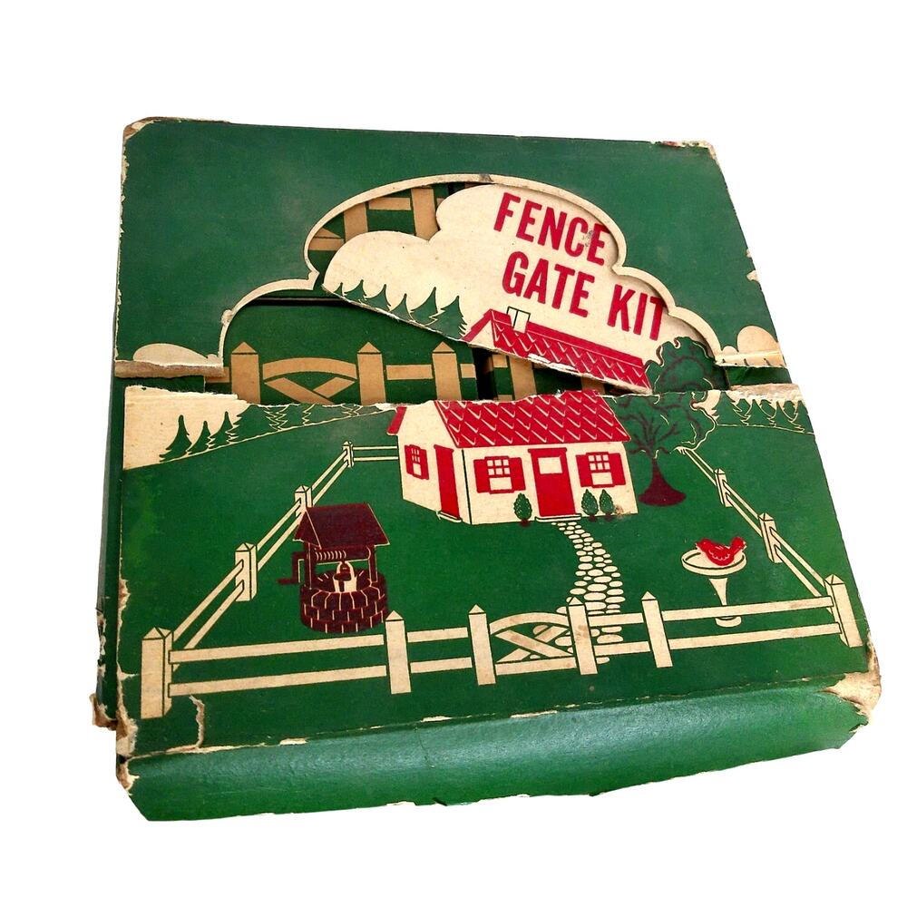 Vintage Plasticville USA O Scale Picket Fence & Gate Kit HF-2 Putz Train Village